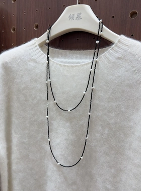 尖晶石极简细款长毛衣链多圈巴洛克淡水珍珠120厘米项链颈链手链