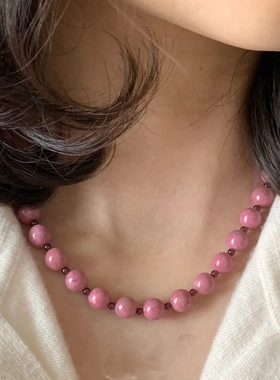 红纹石石榴石手链 手作串珠小红薯同款天然石新款项链