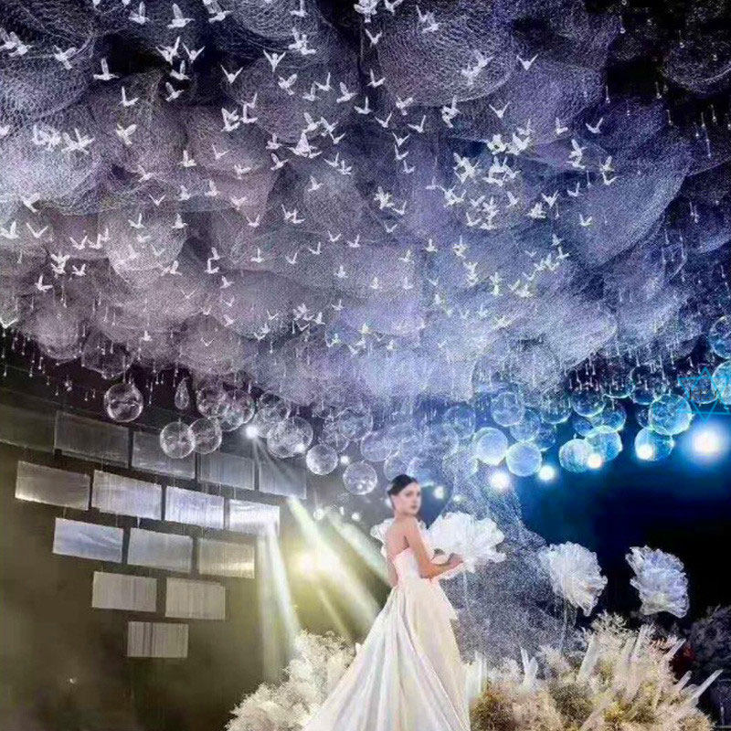 新款海洋主题婚礼婚庆道具镭射鱼网装饰婚庆道具造型网百变铁丝网