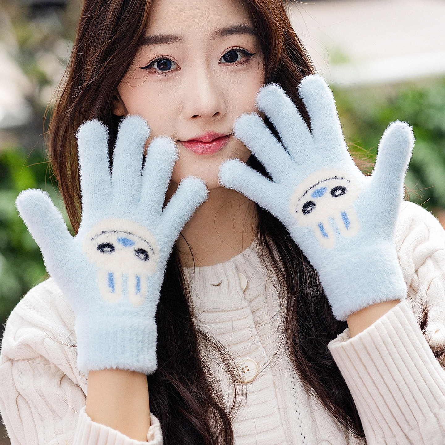 儿童成人亲子卡通大嘴兔子冬触屏手套5-10岁保暖分指针织毛线保暖,服饰配件/皮带/帽子/围巾,手套,淘宝优惠券,粉丝福利购,淘宝优惠卷