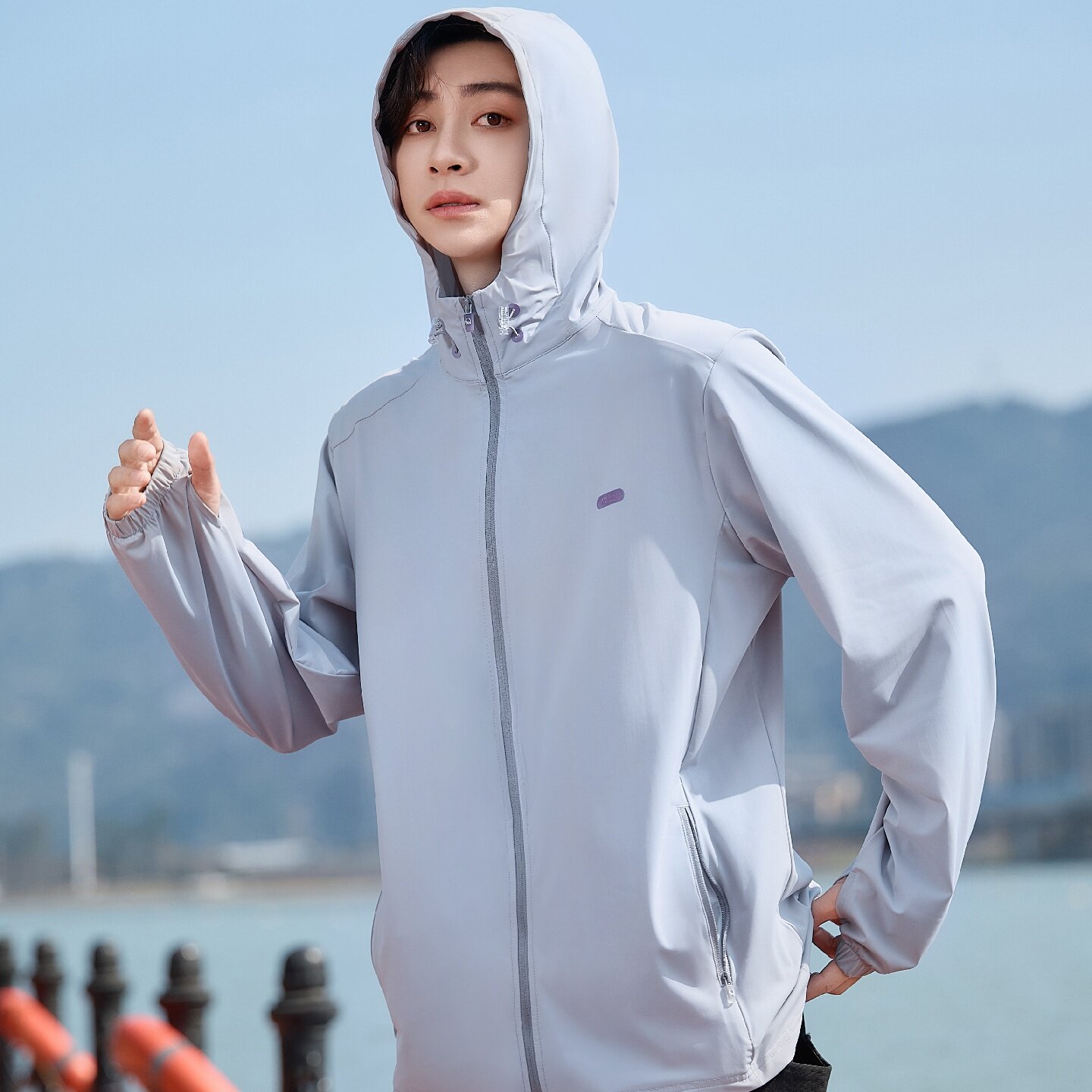 佩昵男士冰丝轻薄透气连帽防晒服