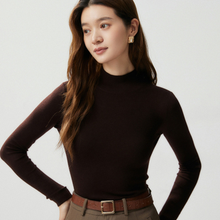 美拉德驻场~四平针羊毛衫女亲肤紧身针织衫半高领超薄打底