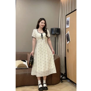 气质撞色蝴蝶结收腰显瘦通勤A字连衣裙 新款 年中清仓现货 25夏季