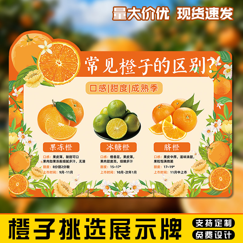 水果店橙子展板冰糖橙果冻成脐橙区别挑选展示布置陈列KT板现货,办公设备/耗材/相关服务,铭牌,淘宝优惠券,粉丝福利购,淘宝优惠卷
