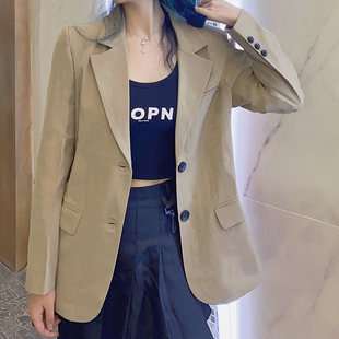 西装外套女秋2025年新款韩版英伦风宽松大码卡其色春秋西服外套潮