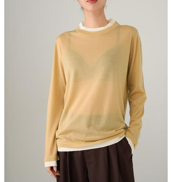 【小李专享】 简约领口重叠套衫时尚针织百搭宽松上衣225009