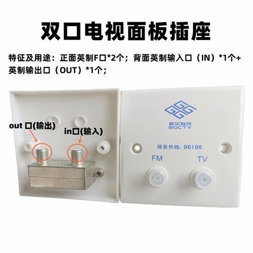 歌华串接面板有线电视白色英制口