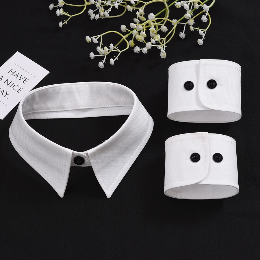 简约ins百搭时尚假领子假袖套装白色衬衫领女diy单领子领圈袖口潮