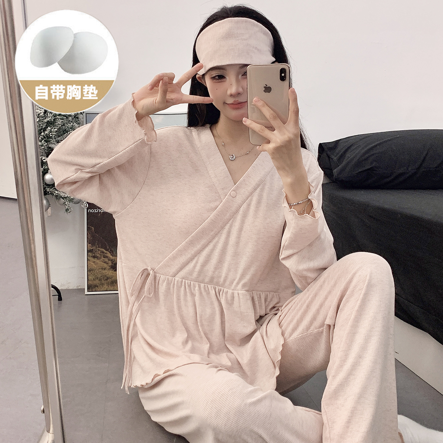 带胸垫莫代尔月子服夏哺乳产妇产后8月孕妇怀孕期睡衣春秋家居服