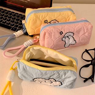 可爱线条小狗笔袋女生2025新款大容量文具铅笔盒便携化妆品收纳包