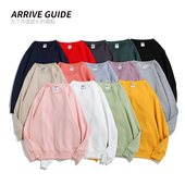 AG摇粒绒圆领卫衣加厚加绒莫兰迪纯色美式 潮宽松光板男女无帽长袖