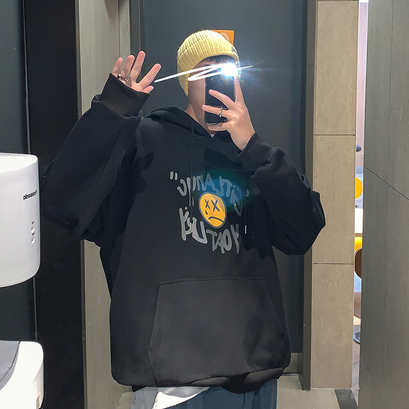 Men's fashion Hong Kong style letter expression printed Hoodie