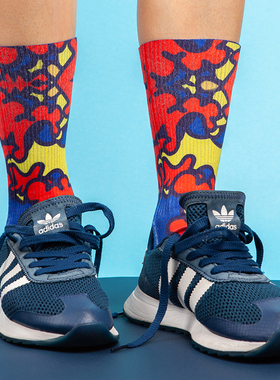 肆喜FORTH袜子男女爆米花图案街头潮袜ins欧美风中筒滑板运动袜