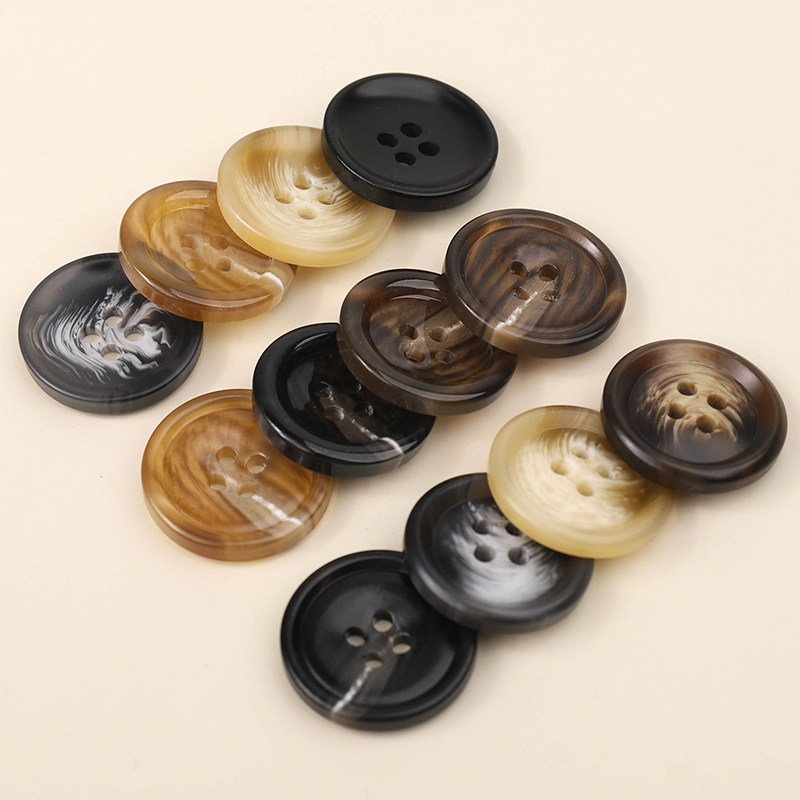 高档树脂纽扣大衣风衣花纹四眼扣子毛呢外套男西装扣圆形百搭纽扣