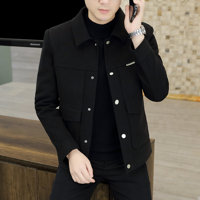 轻奢高档夹克男士修身短款翻领外套春季新款韩版潮流帅气工装上衣