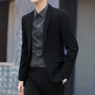 潮牌轻奢休闲西服男外套春秋季高级感韩版潮流帅气青年小西装单西