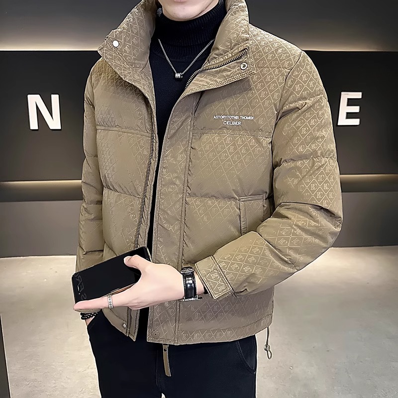 轻薄立领羽绒服男士修身短款外套冬季新款潮流印花休闲帅气羽绒衣