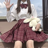 Японская студенческая юбка в складку, комплект, рубашка для школьников, плиссированная юбка, полный комплект