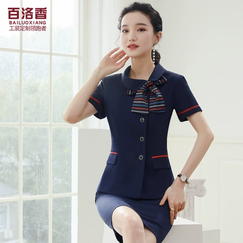 Стол стока отеля кассир рабочая одежда прием официантки для обслуживания с длинным рукавом осень и зимняя одежда Профессиональная темперамент.