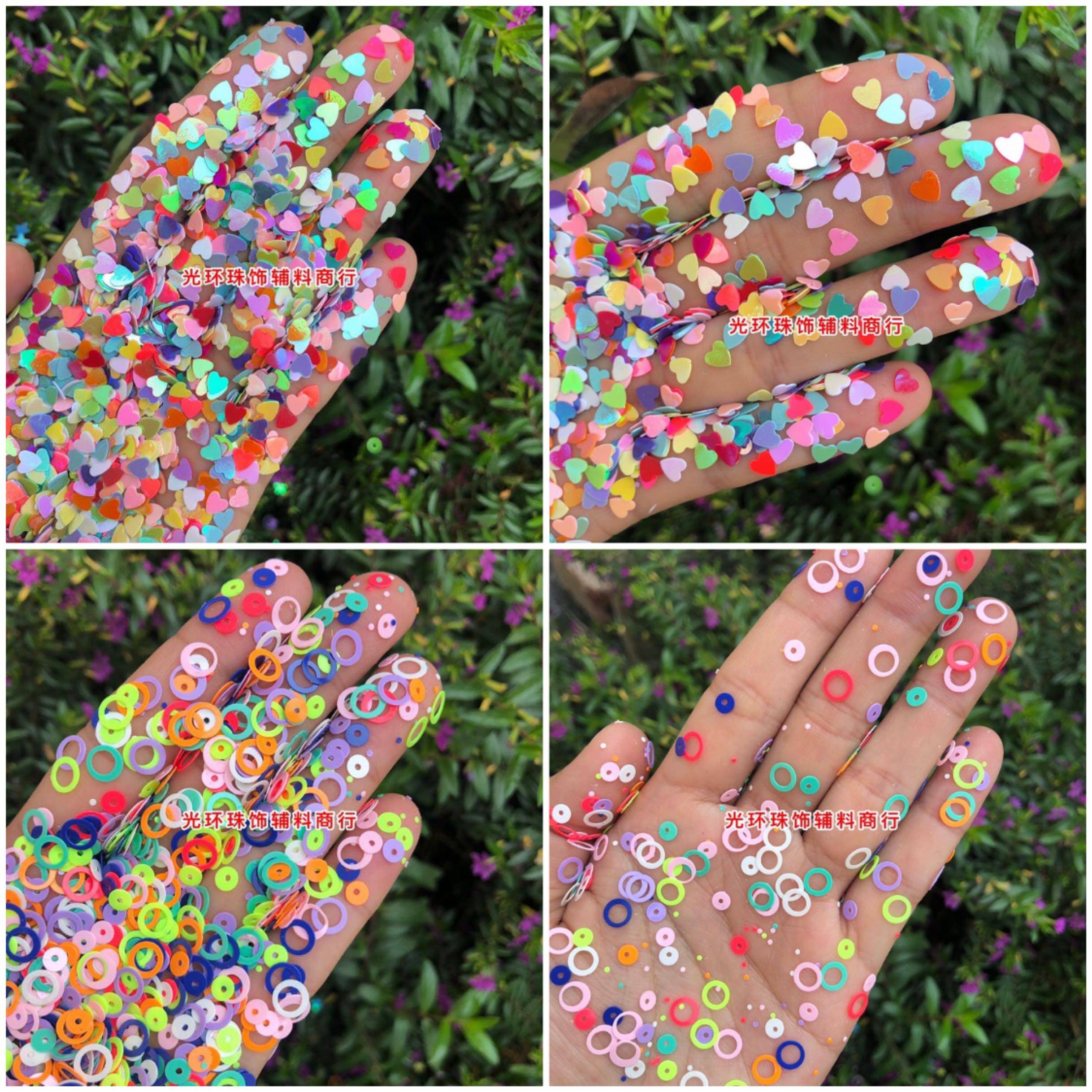 DIY亮片4mm桃心彩色混色亮片6mm彩色环形亮片滴胶填充物 无孔贴片,饰品/流行首饰/时尚饰品新,其他DIY饰品配件,淘宝优惠券,粉丝福利购,淘宝优惠卷