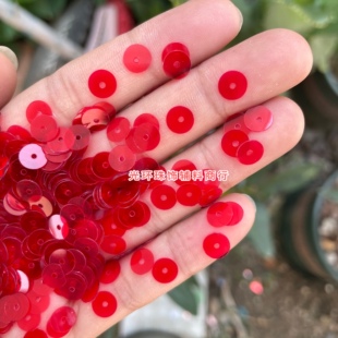 辅料 12mm圆形中孔透明大红色亮片平片DIY手工饰品手缝珠片服装