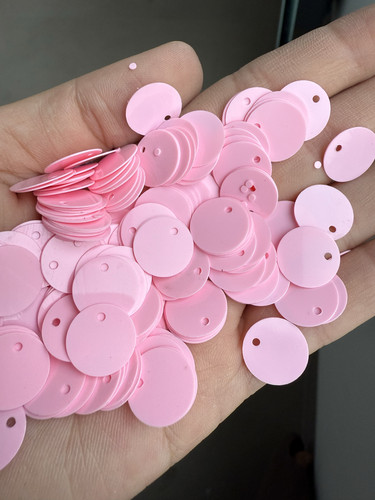 5mm-50mm圆形边孔粉红色亮片无彩粉色珠片手工材料DIY饰品配件