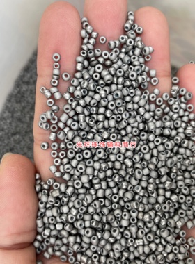 不褪色2mm3mm电镀哑光古银色玻璃米珠手工串珠材料磨砂银灰色珠子