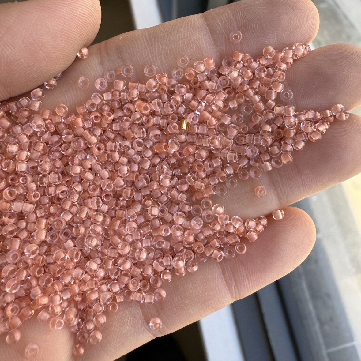 透明虾红染心玻璃辅料珠子散珠