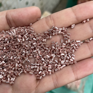 DIY饰品2.5mm玫瑰金色管珠玻璃材质珠管手工串珠材料香槟金散珠