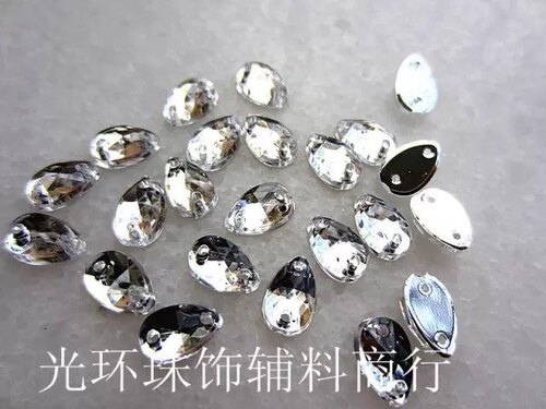 diy白色水滴婚纱辅料手缝钻