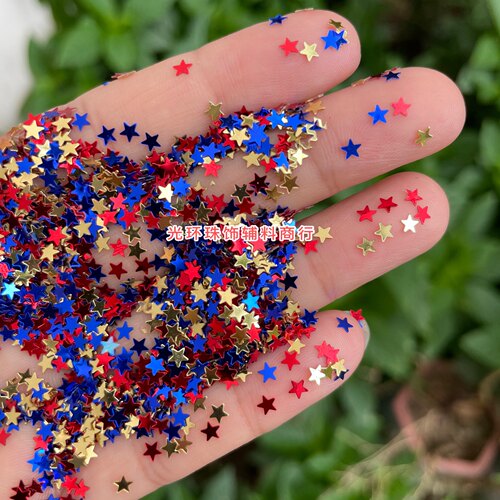 PET环保耐高温材质3mm-25mm无孔五角星亮片DIY散片手工填充珠片