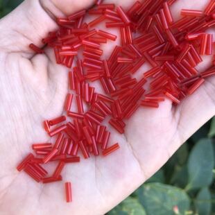 2mm-12mm红色透明玻璃珠管DIY饰品串流苏管珠演出服舞蹈服散珠