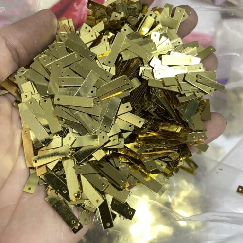 diy长方形金色钉珠亮片