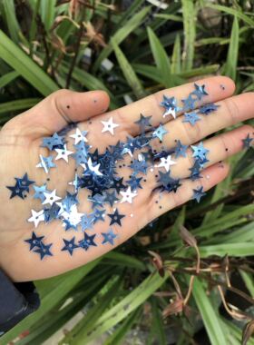 星星亮片 5mm-15mm中孔浅蓝色五角星亮片 星形亮片 服装辅料饰品