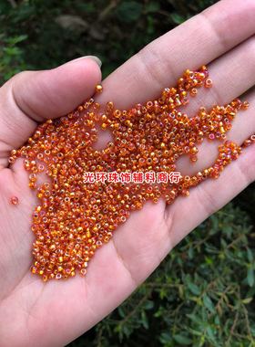DIY米珠 2mm3mm3.6mm玻璃方孔银心彩橙色珠子 DIY材料  幻彩米珠