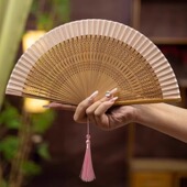 新款 扇子中式 折扇女古风小巧便携直播专用跳舞汉服日用扇旗袍流苏