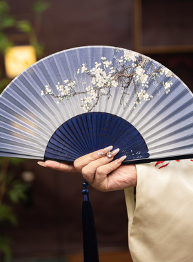 丝艺堂折扇女式中国风古风古典折扇日式工艺扇樱花折叠跳舞小扇子