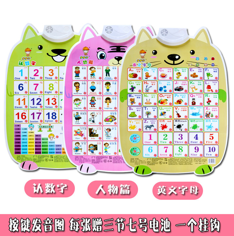 人物儿童有声挂图宝宝认识动物水果蔬菜画挂图发音3d图片读物识别