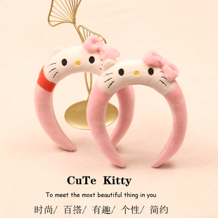 kitty毛绒玩偶发箍少女百搭发饰卡通KT猫公仔压发头箍 可爱hello