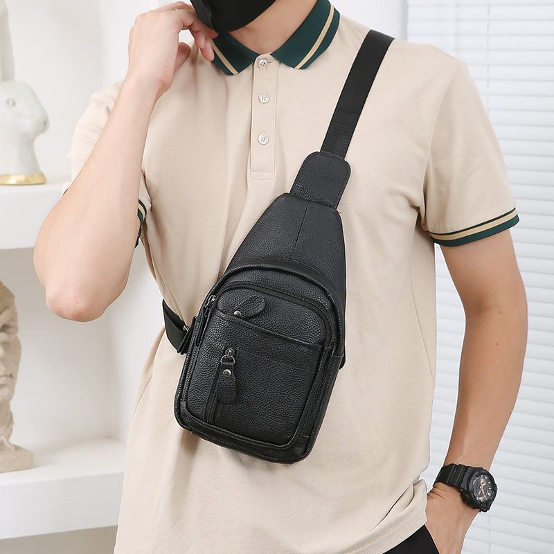 胸包头层牛皮斜挎包男包男士运动休闲韩版女包单肩包真皮背包新款