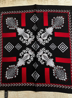 stacy adams真丝方巾丝巾100%真丝黑色红色花色丝巾