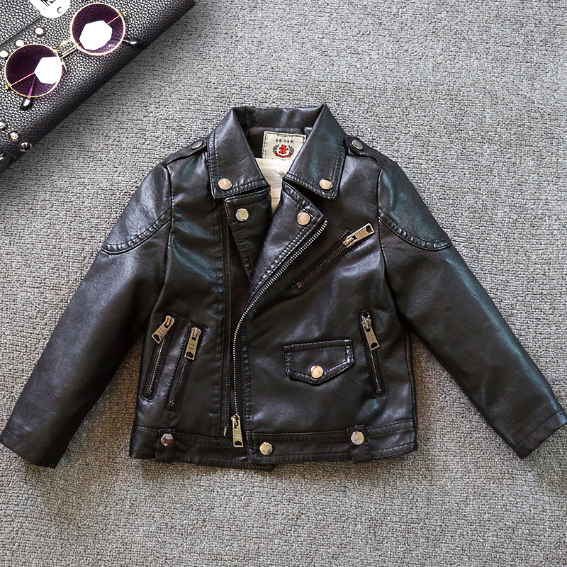 酷啦皮夹克秋冬加绒宝宝机车外套