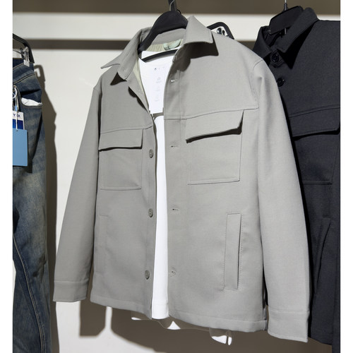 柜529！ZA秋季男装口袋饰纹理衬衫夹克长袖薄外套 3918500 527