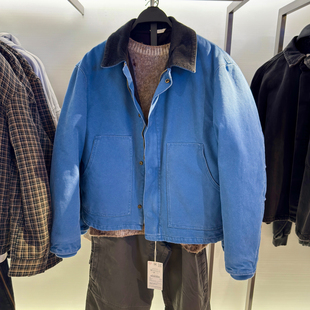 柜699！冬季男装 水洗棉质拼接翻领宽松帆布夹克外套棉服 4575250