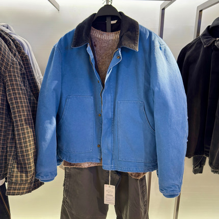 柜699！冬季男装 水洗棉质拼接翻领宽松帆布夹克外套棉服 4575250