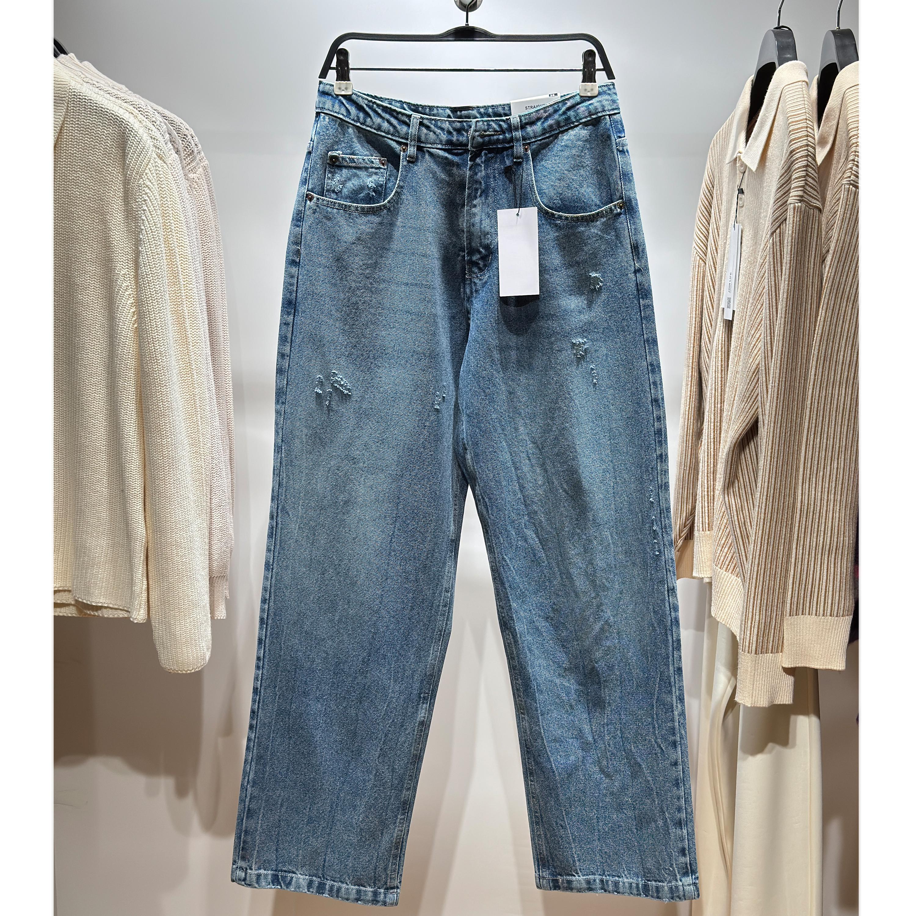 柜329！25新品男装 多色选宽松直筒水洗美式休闲牛仔长裤 4048400