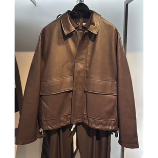 fit夹克皮衣外套 柜799 口袋饰仿皮boxy ZA男装 3046349 秋冬新品