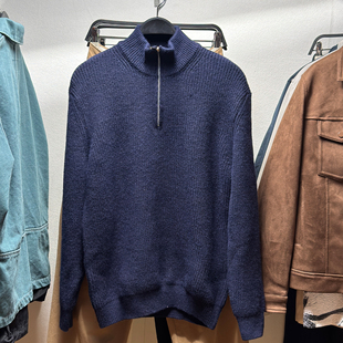 ZA25秋季 3332300 新品 半高领拉链棉质设计针织衫 401 男装 柜429