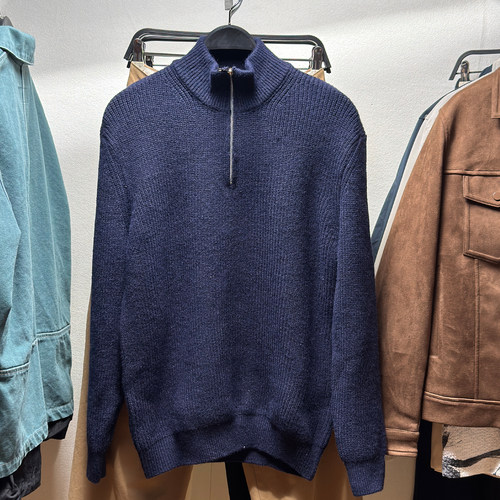 半高领拉链棉质设计针织衫男秋季