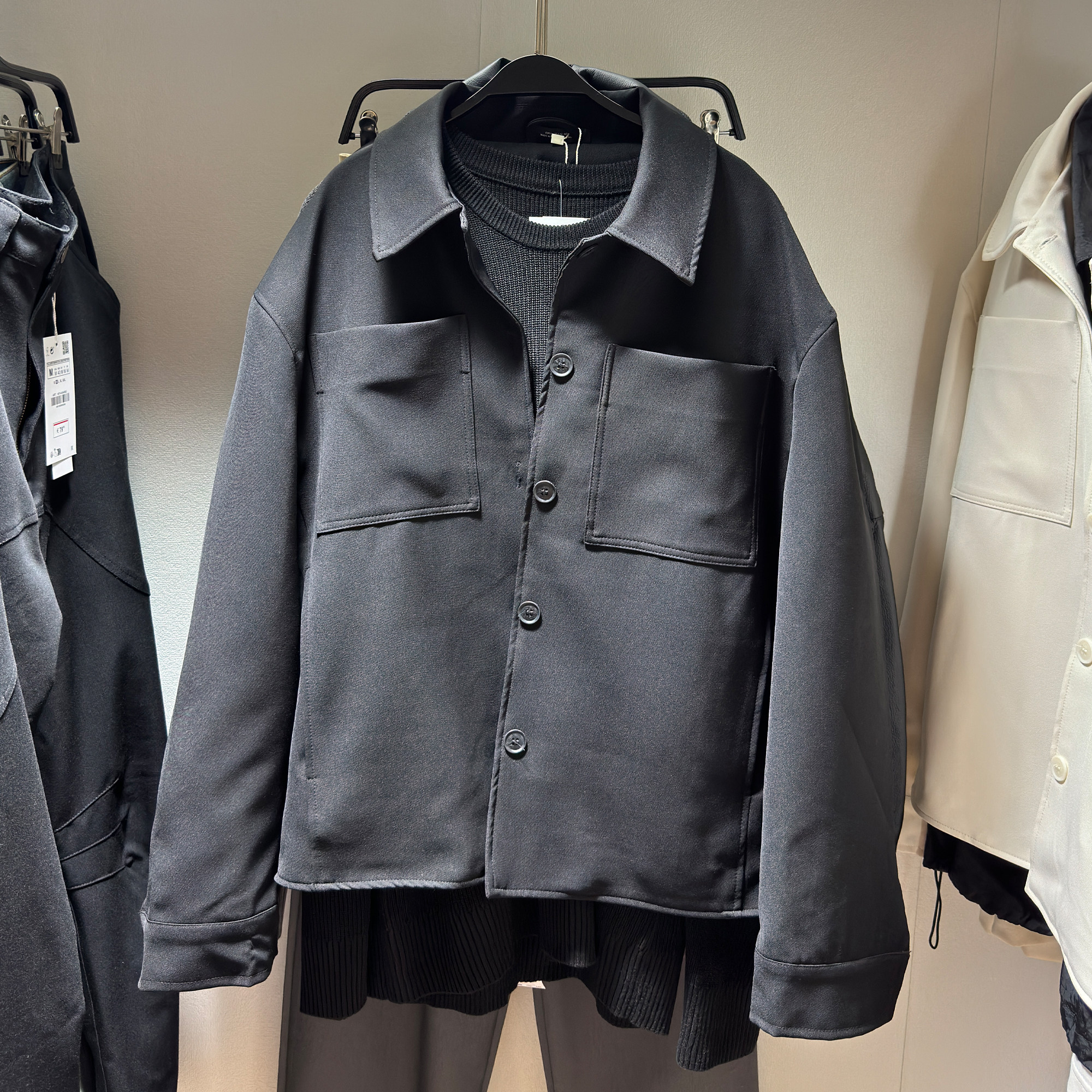 柜529！秋季新品ZA男装宽松翻领长袖 0706025 衬衫式工装外套夹克